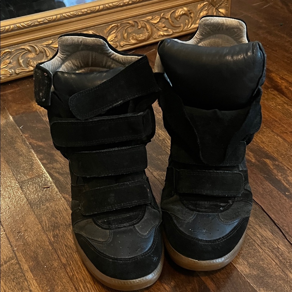Isabel Marant Beckett Black High-Top Sneakers with Velcro Straps